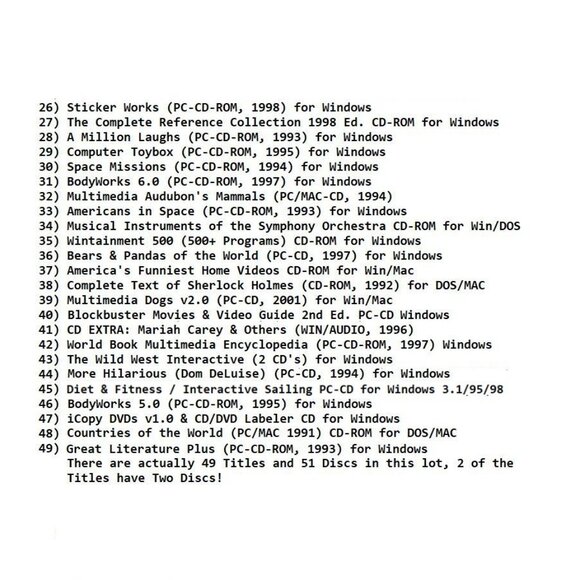 200 MISC CD-ROM LOT1-4 - PC Software Lot CLEARANCE -NEW or LIKE NEW in Sleeve - Picture 3 of 14